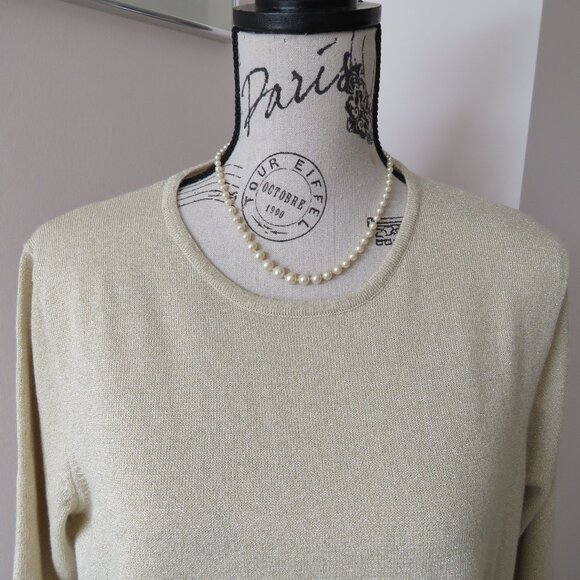 Gold Sparkly Alia Sweater With 3/4 Length Sleeves - Picture 3 of 7